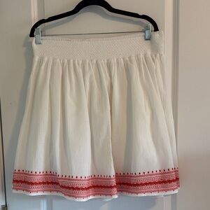 Old Navy White and Orange Embroidered Lined Skirt